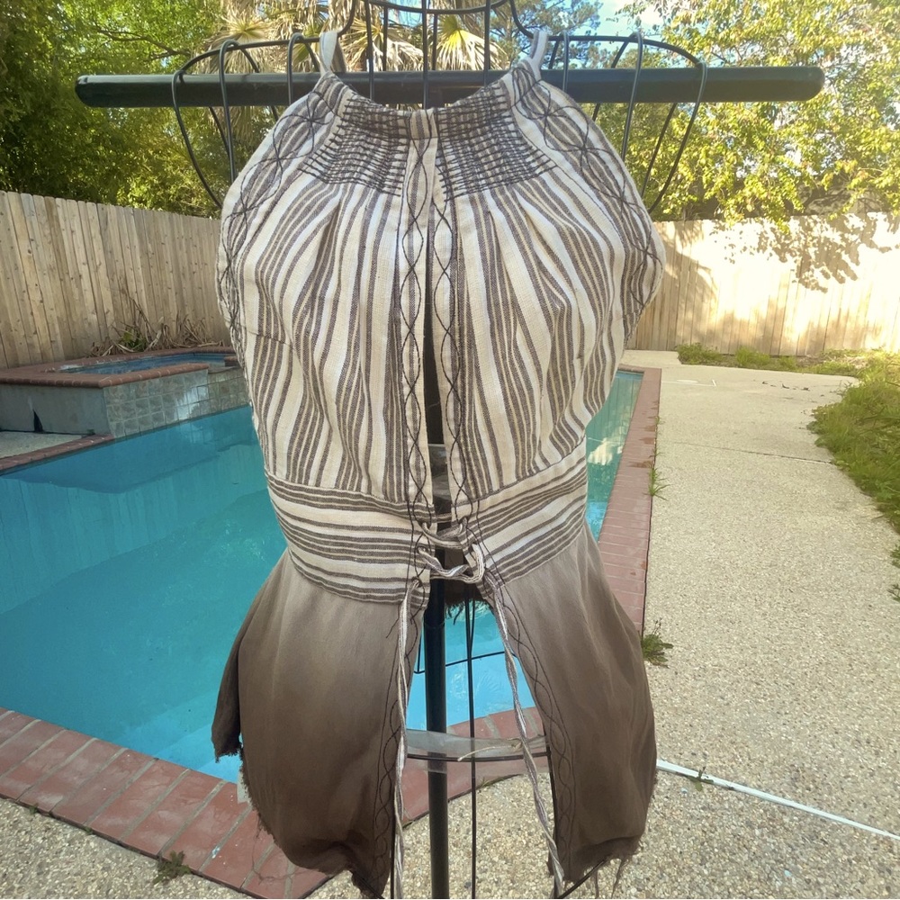 Brown and White Halter Top